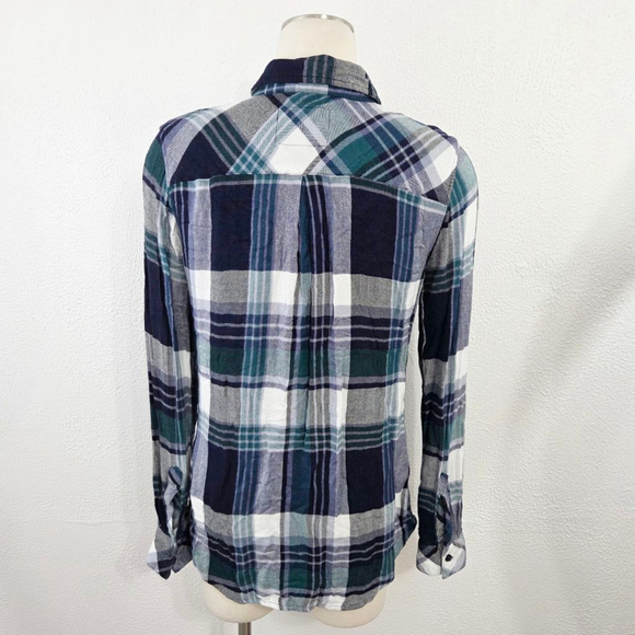 Rails Hunter plaid flannel button down shirt navy blue green women's medium M - Picture 3 of 6
